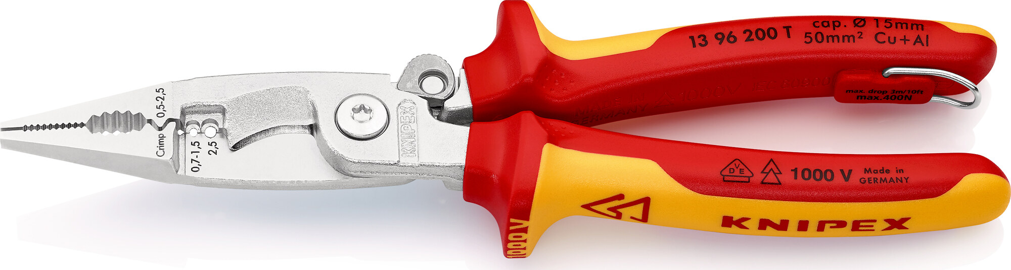 KNIPEX KNIPEX 13 96 200 T BK Pliers for Electrical Installation chrome