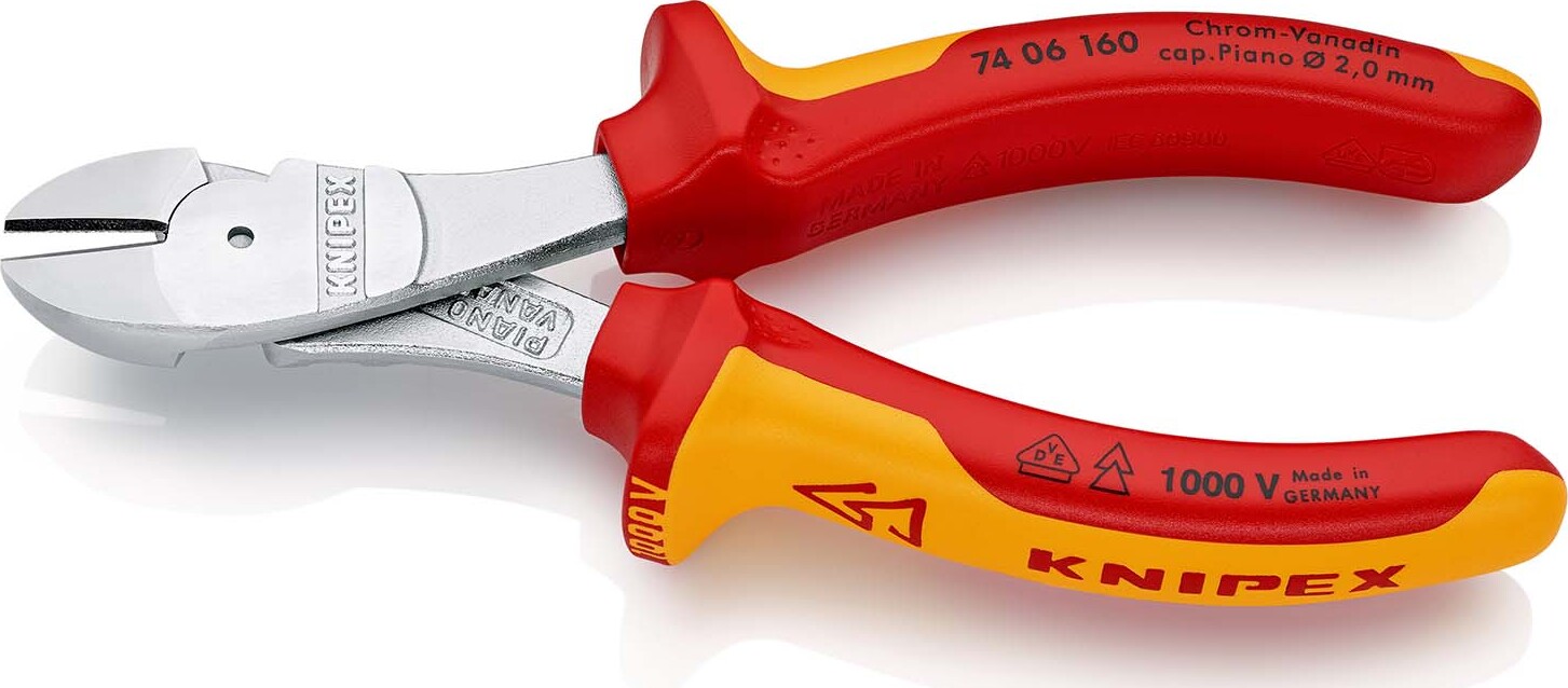 Knipex Pince coupante de côté chromée, isolées par gaines bi